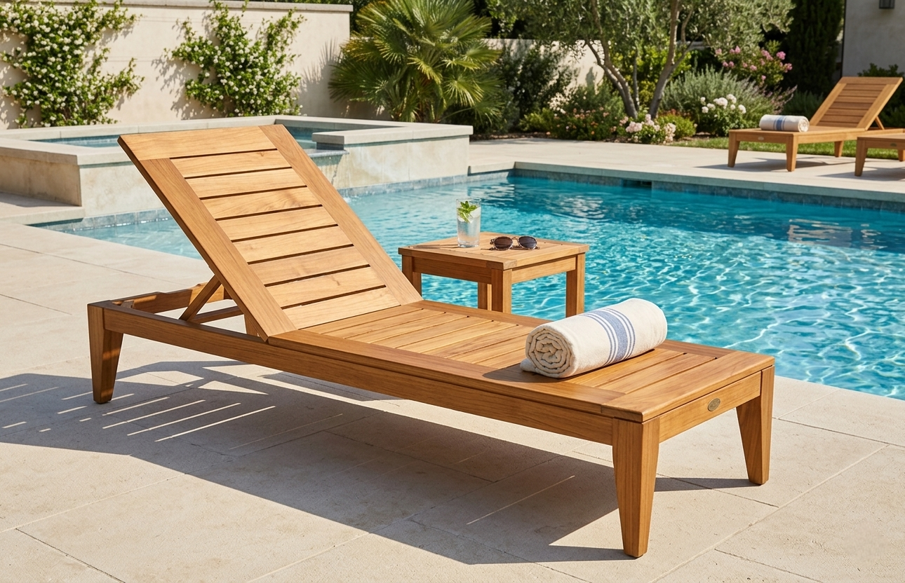 Teak outdoor sunlounge, timber outdoor sunlounge, The Outdoor Scene, Somerton Park SA