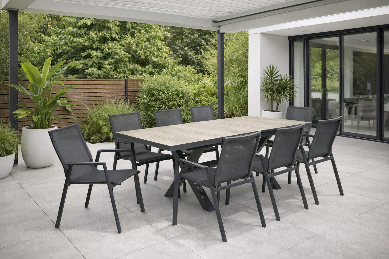 outdoor extension table, aluminium, ceramic
Somerton Park, SA — The Outdoor Scene