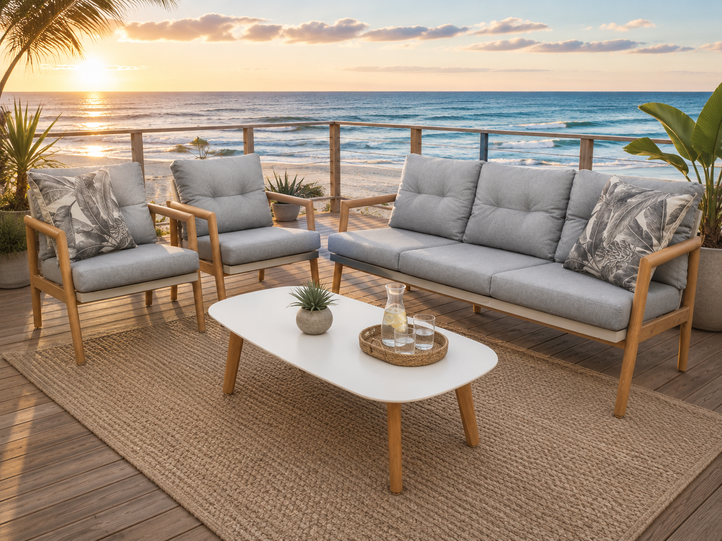 Yarra Valley 5pce Sofa Setting, aluminium sofa setting, wood look sofa setting, the outdoor scene, somerton park sa
