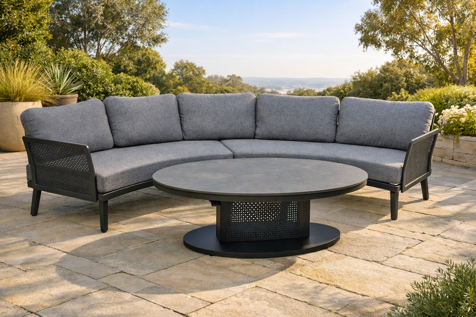 curved outdoor sofa