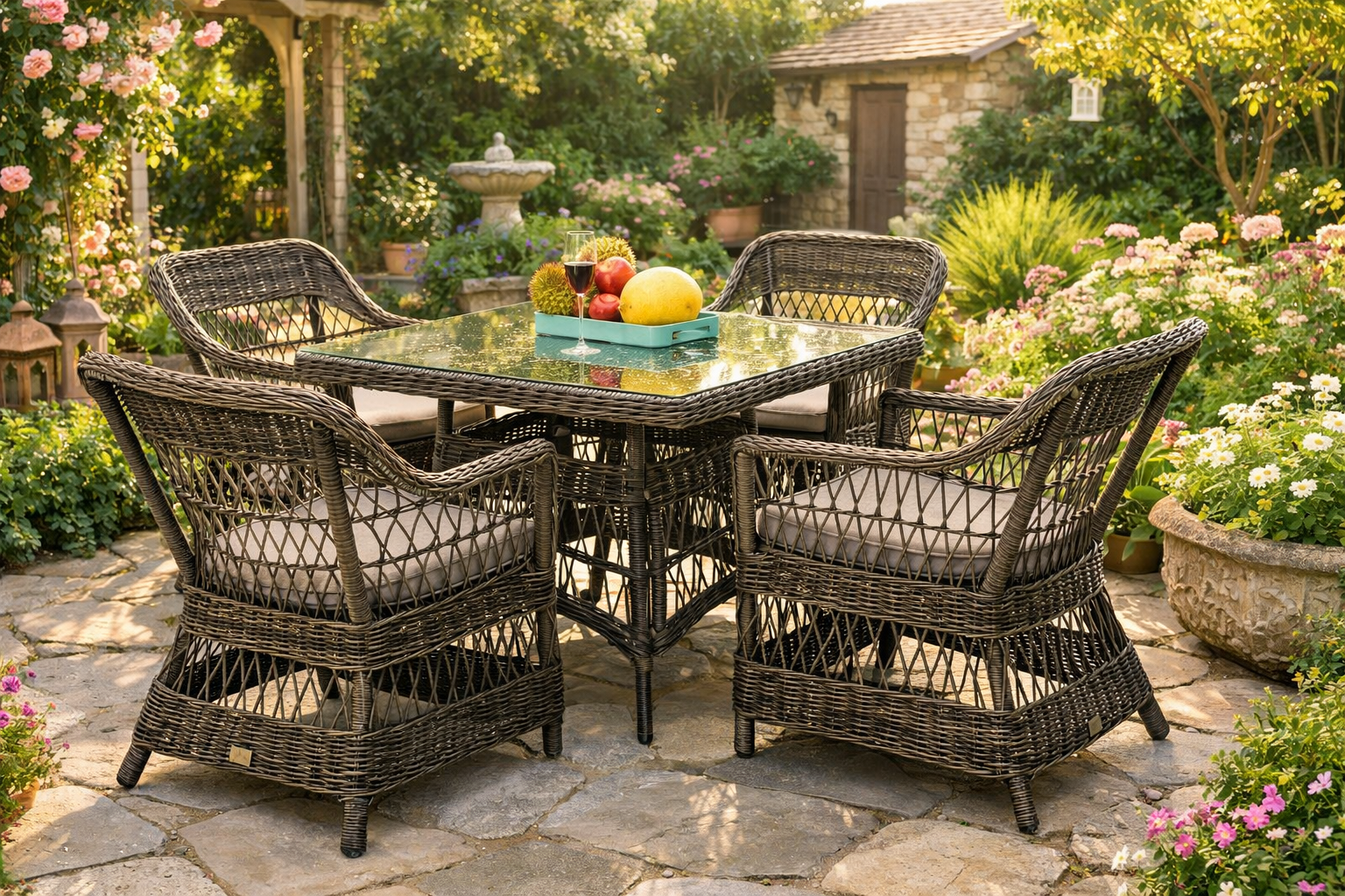 Long Island Dining Setting, Wicker dining setting, the outdoor scene, somerton park sa
