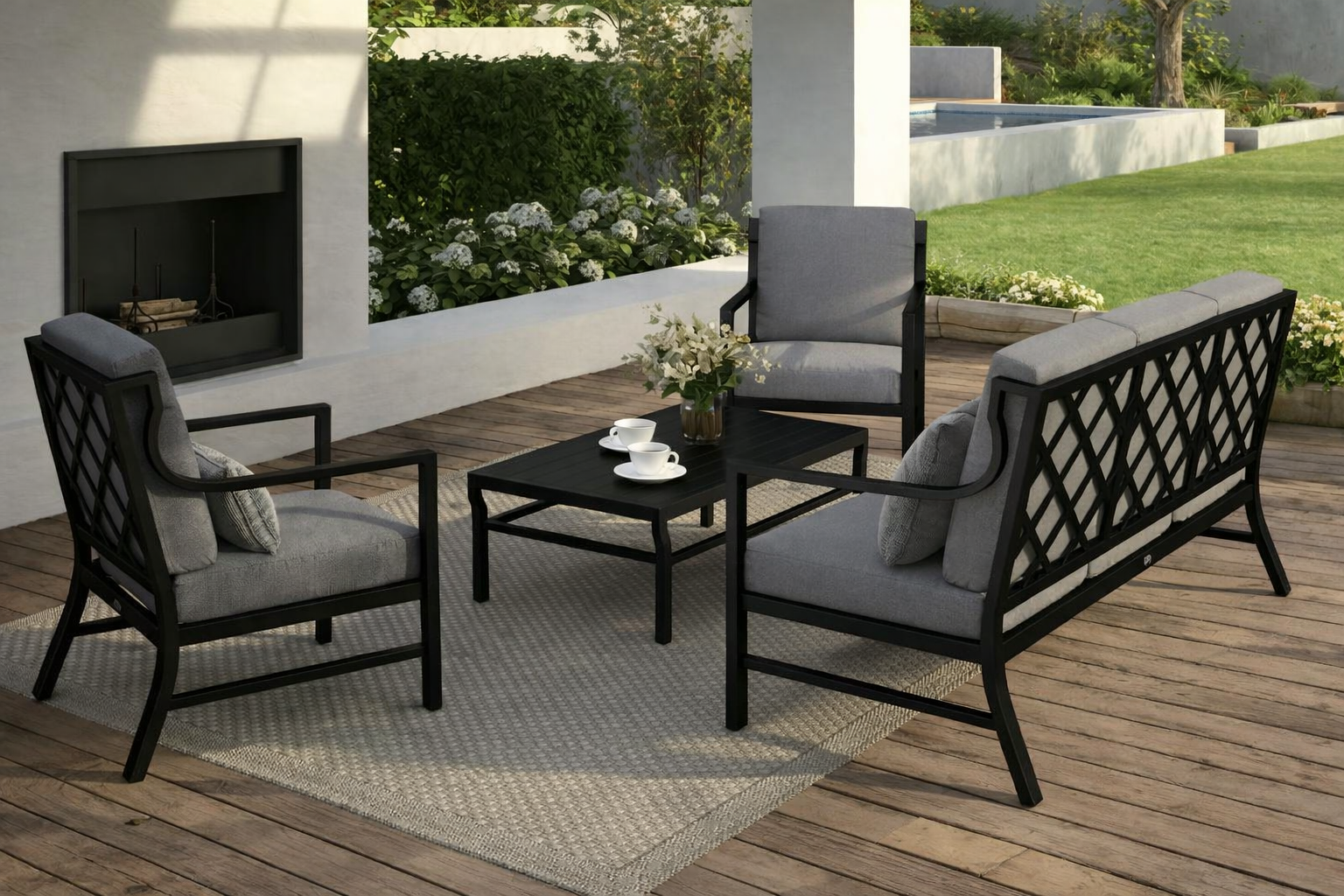Aluminium Sofa, Outdoor sofa, Outdoor cushions, Hampton Style
