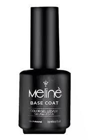 Frasco de esmalte de uñas base Black Meline con tapa larga sobre fondo blanco