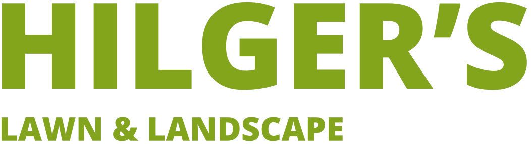 HILGER’S Lawn & Landscape logo in bright green text on a white background