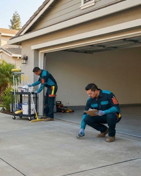 Professional epoxy flooring team preparing for a residential project in Citrus Heights