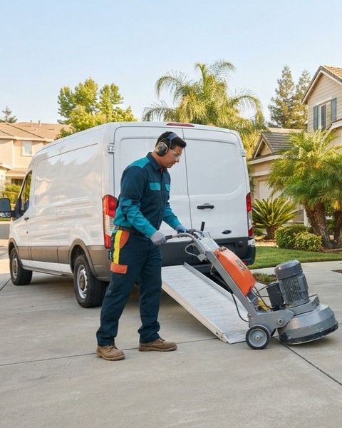Professional epoxy flooring team preparing for a residential project in Citrus Heights