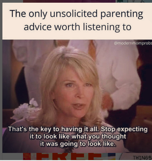 A meme featuring a woman giving parenting advice: