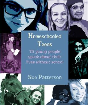 Book cover titled “Homeschooled Teens” with a collage of teen photos around the title and author Sue Patterson.
