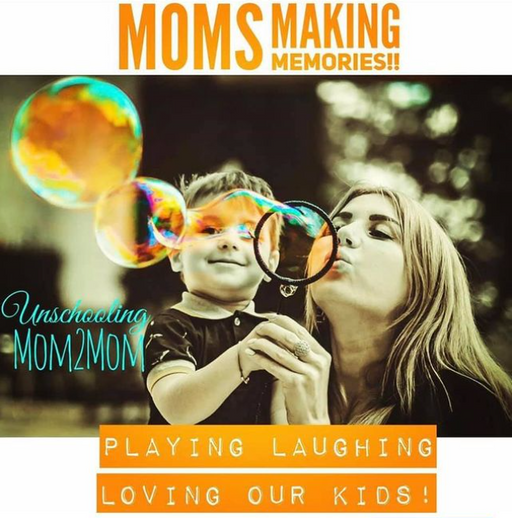 A mom blowing bubbles with a child, with text that reads