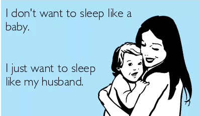 Cartoon of woman holding a baby with text: