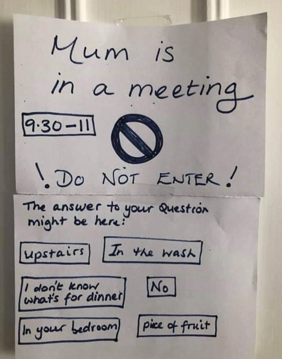 Handwritten note on door: