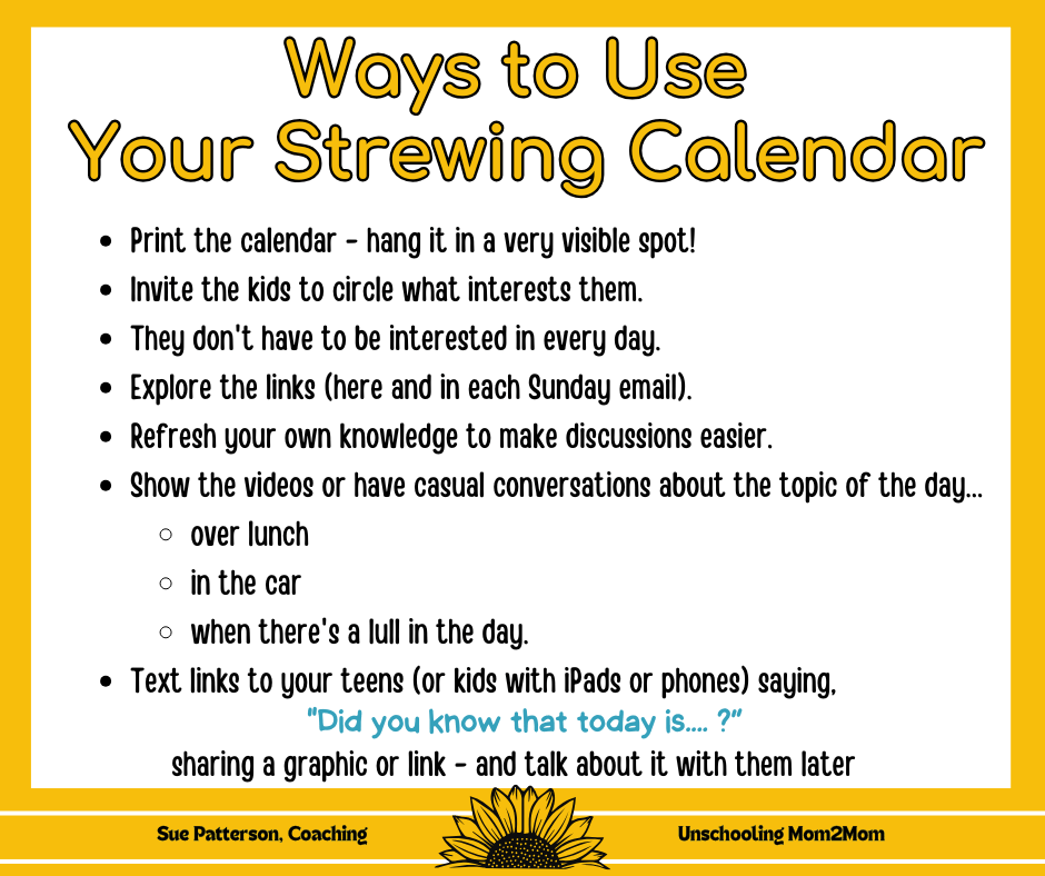 Strewing Calendar Instructions
