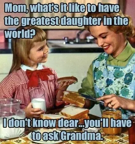 Mother and daughter at a kitchen table. Daughter asks about having the