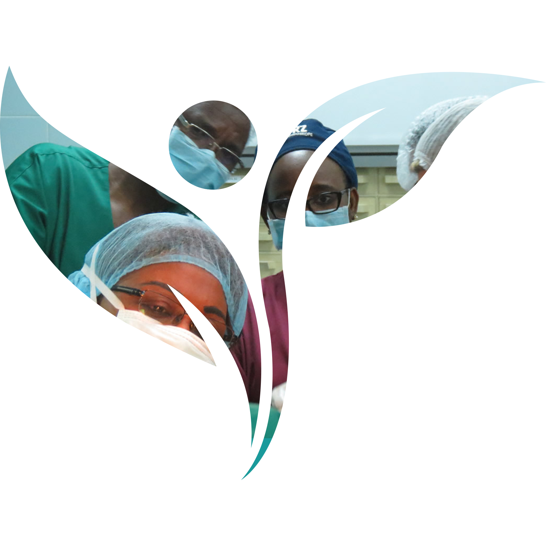 A group of surgeons wearing masks and gowns in an operating room