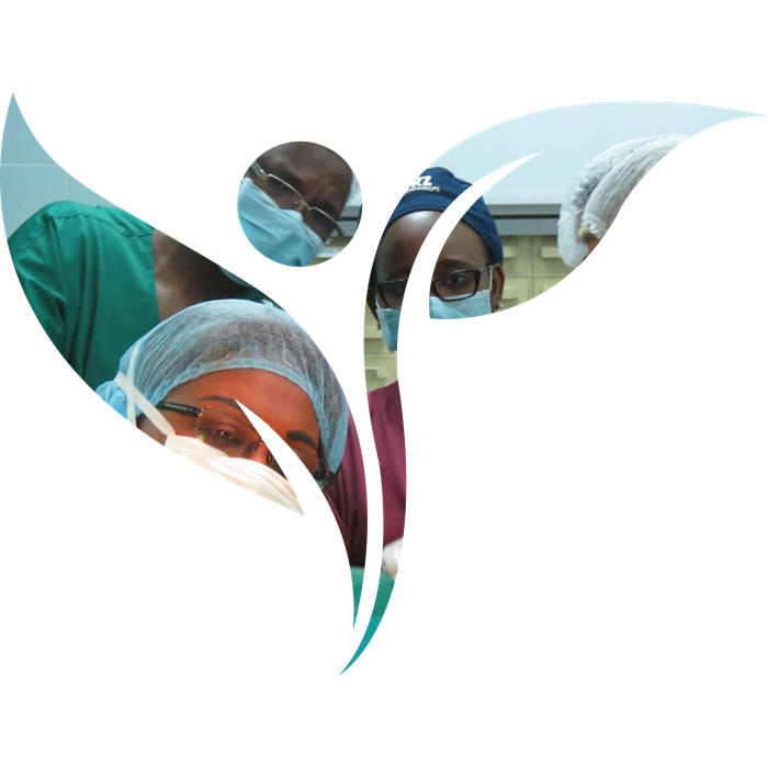 A group of surgeons wearing masks and gowns in an operating room