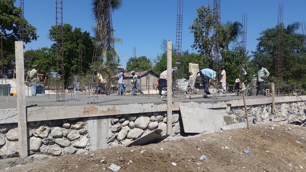 Noyau school foundation concrete finishing.