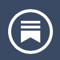 White bookmark icon inside a circle on a dark blue background.