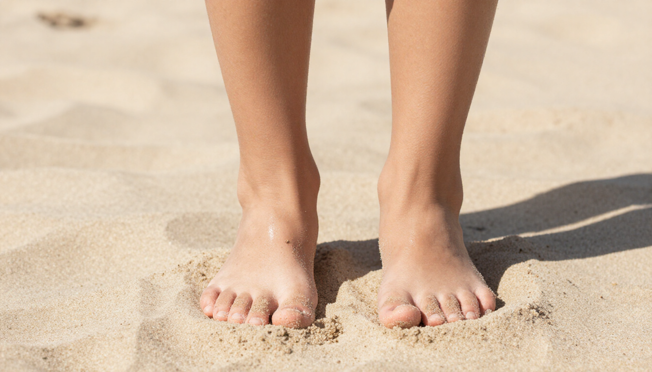Hot summer beach walking