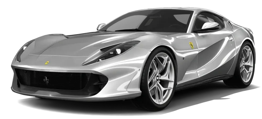 Silver sports car on a white background, front three-quarter view