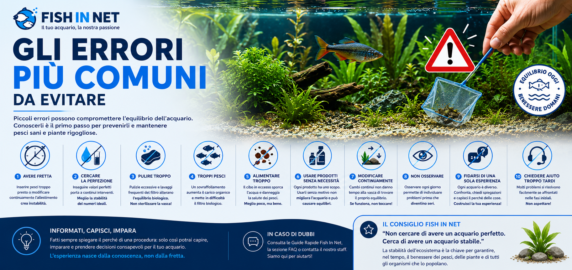Guida rapida Fish In Net - errori comuni da evitare in acquario