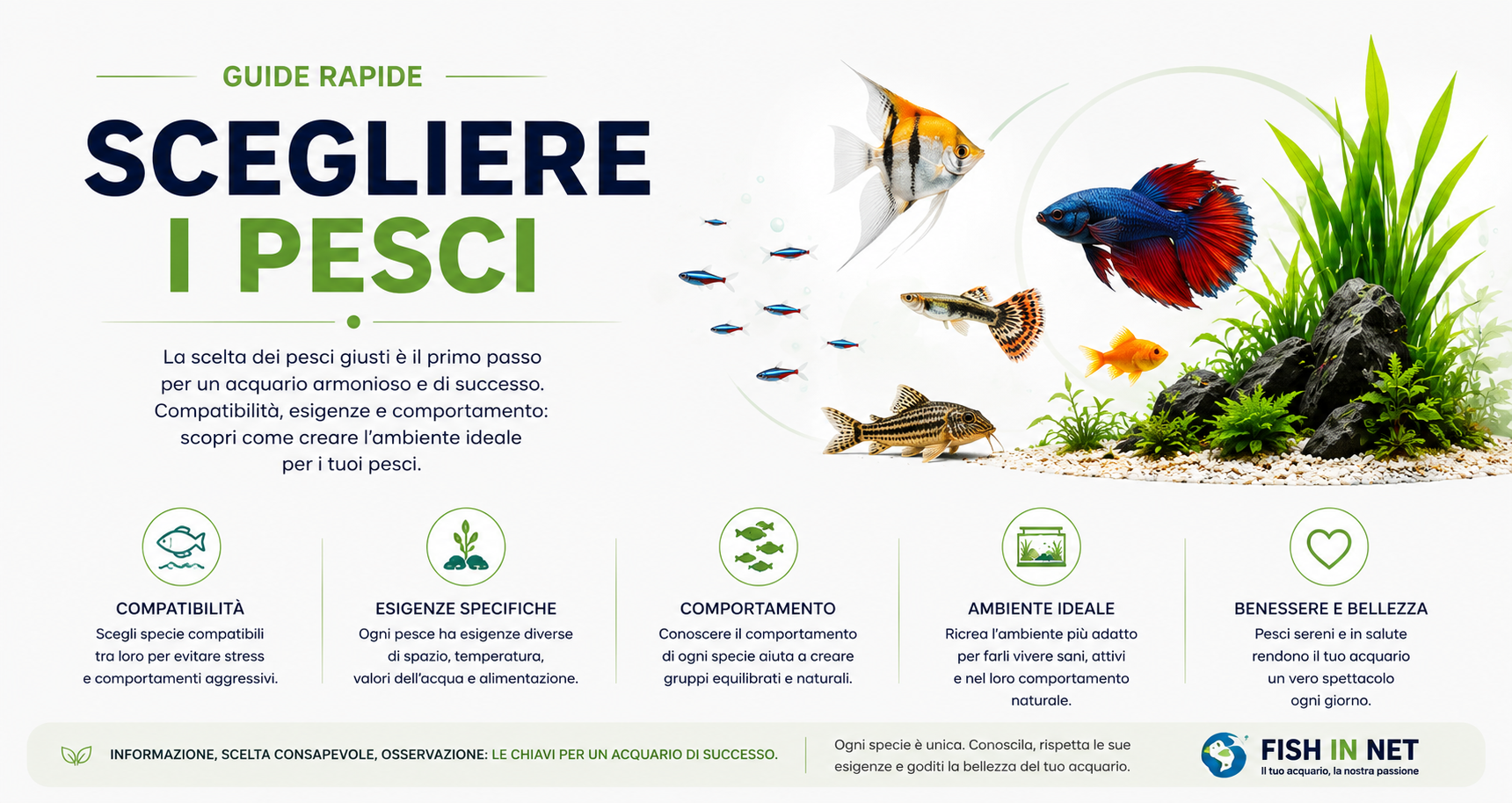 Guida rapida Fish In Net - come scegliere i pesci per l'acquario