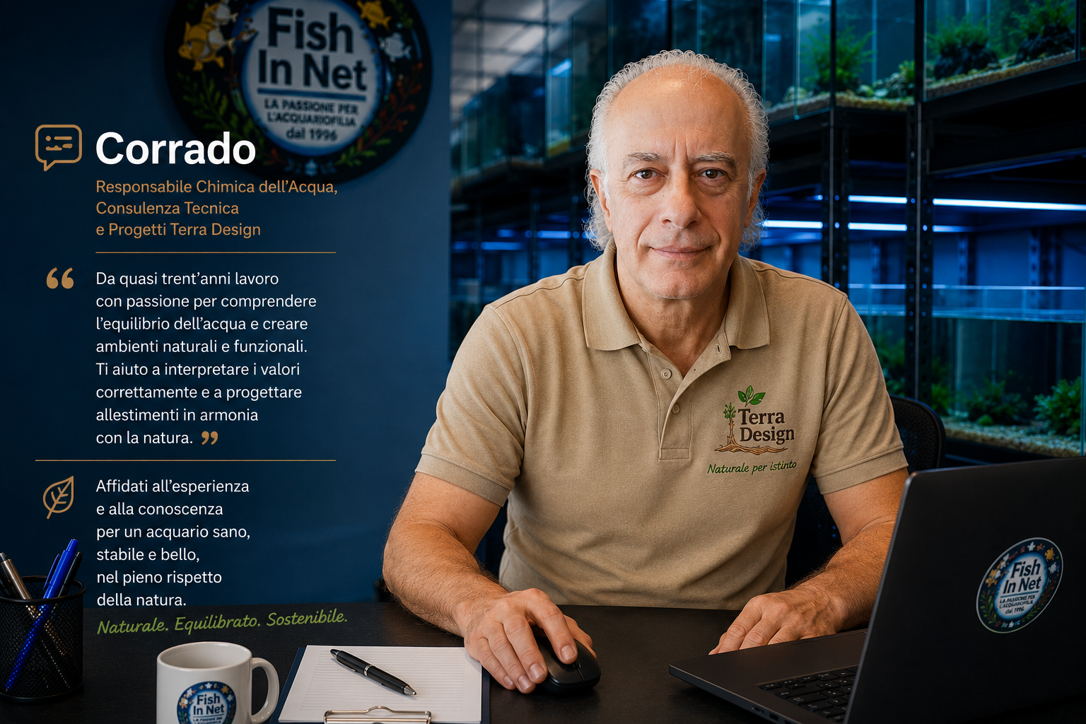 Corrado Pancaldi - consulente acquari personalizzati e Terra Design Fish In Net