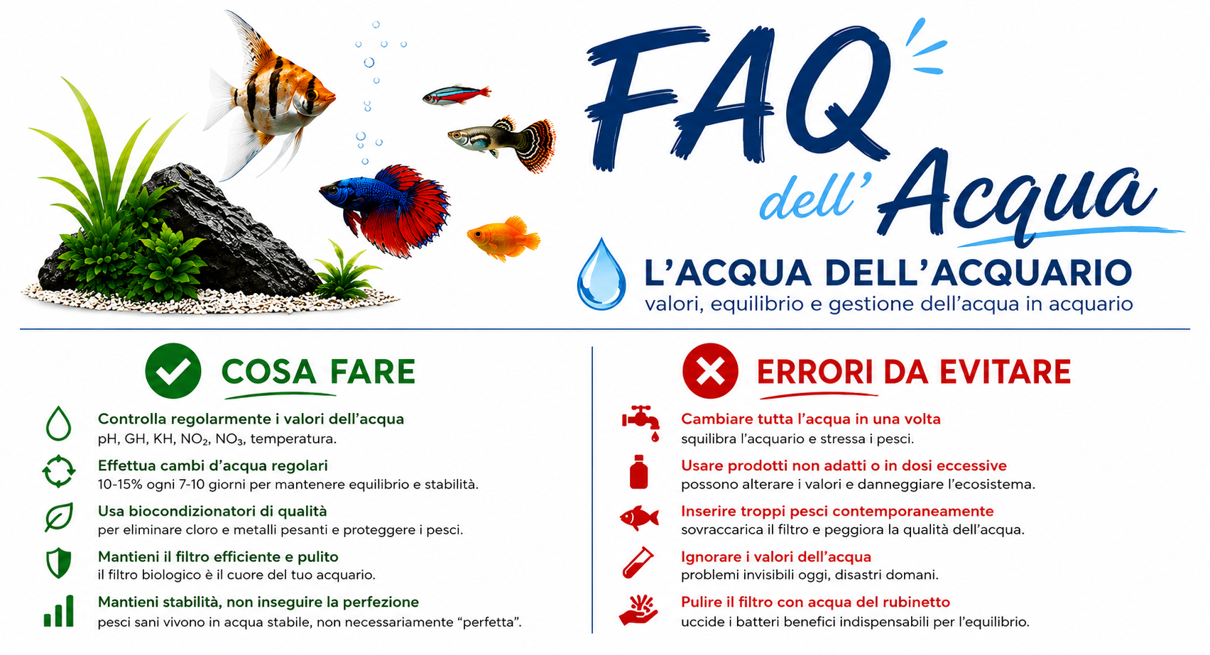 Errori da evitare nella gestione dell'acqua dell'acquario - FAQ Fish In Net