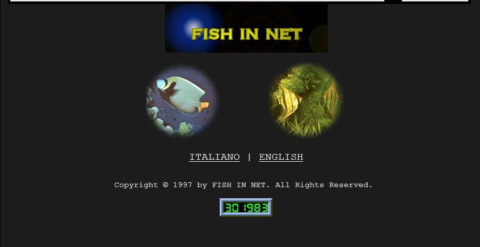 Storica home page di Fish In Net del 1997