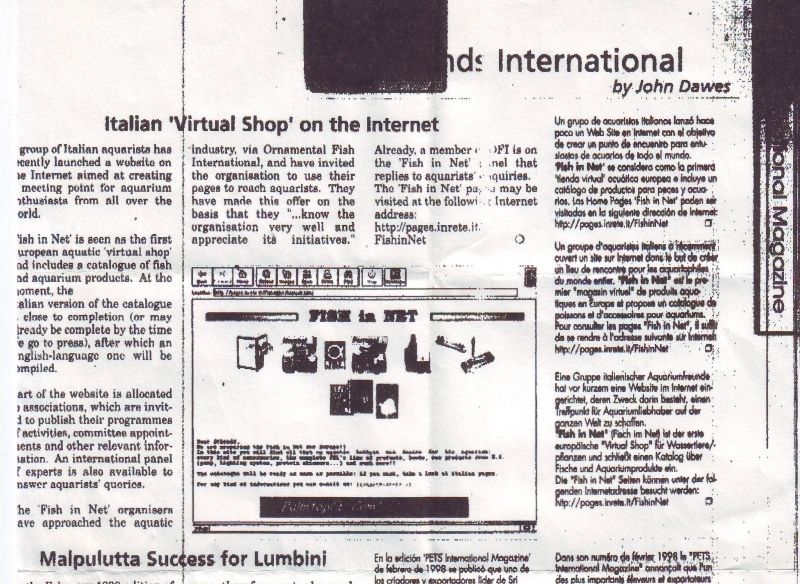 Fish In Net protagonista dell'acquariofilia italiana sulla stampa internazionale