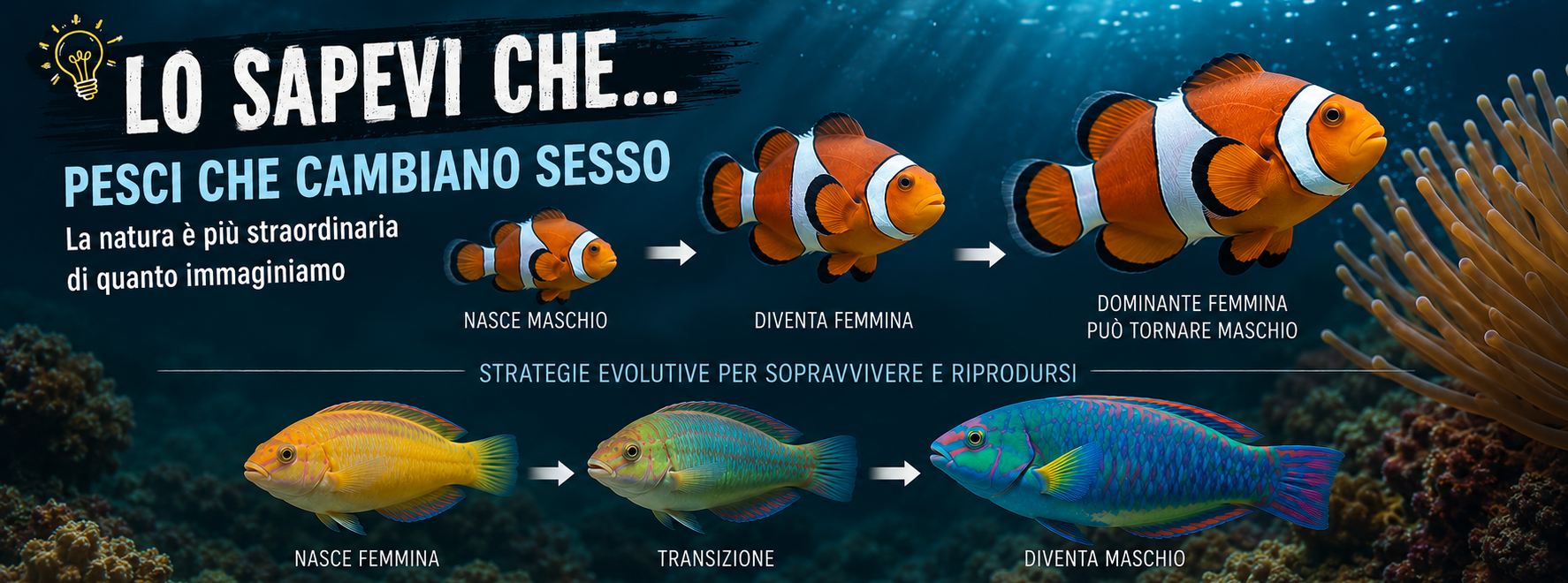 Pesci che cambiano sesso: fenomeno naturale dell'ermafroditismo sequenziale nel mondo acquatico