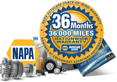 Napa autocare has a 36 month nationwide warranty
