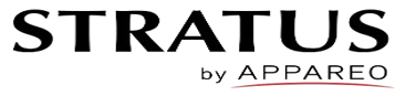 STRATUS by APPAREO logo in black and red text on a white background