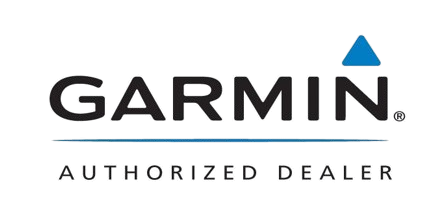 Garmin Authorized Dealer logo in black and blue on a white background