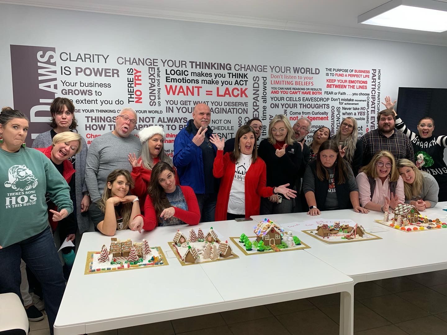 Ashley Lay Real Estate team celebrating together at a holiday party