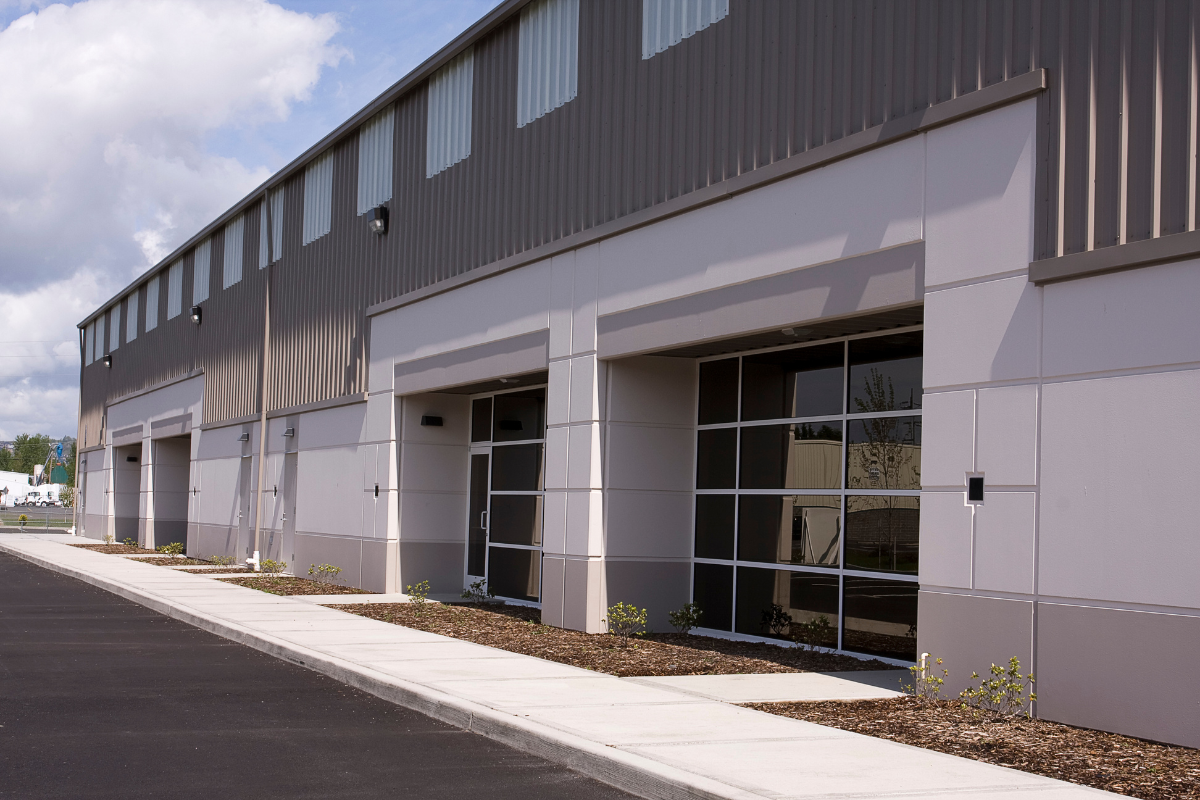 Modern commercial warehouse building available through Ashley Lay Real Estate