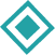 Teal geometric diamond logo with white center on a white background