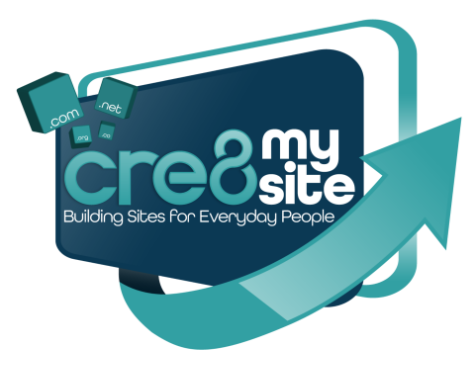 CreateMySite logo with teal arrow and tagline “Building Sites For Everyday People”