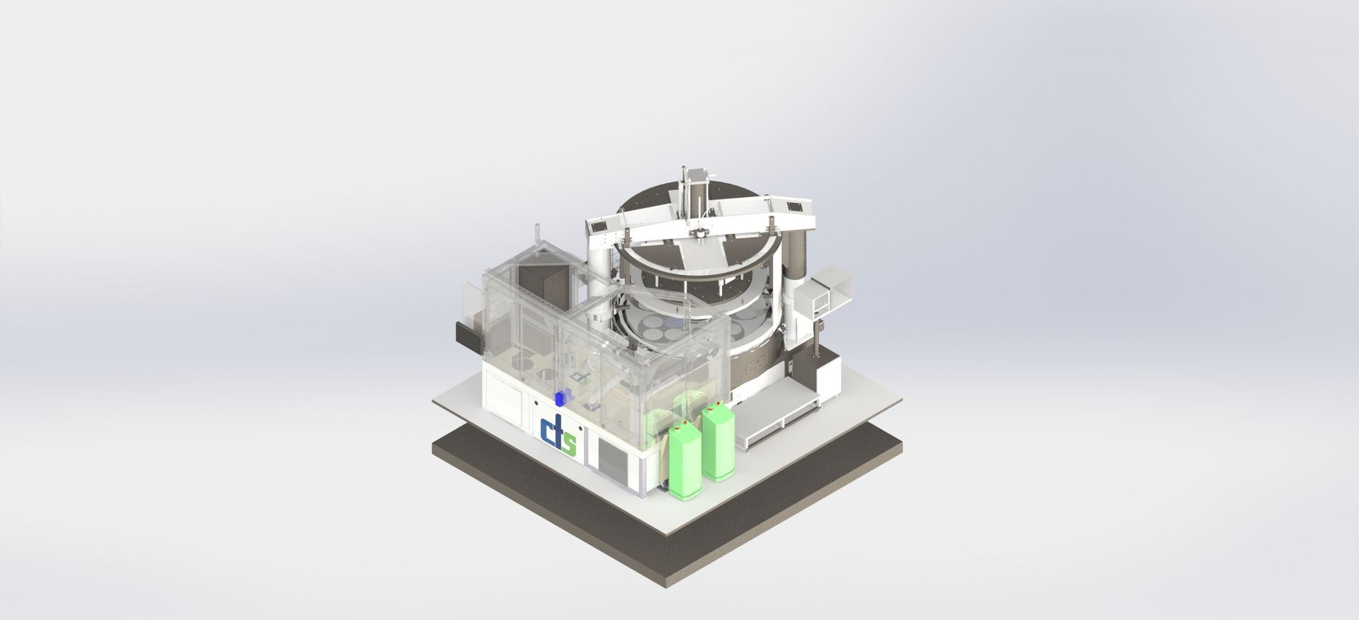 Ein 3D-Modell einer Lapp-Maschine auf einer weißen Oberfläche.