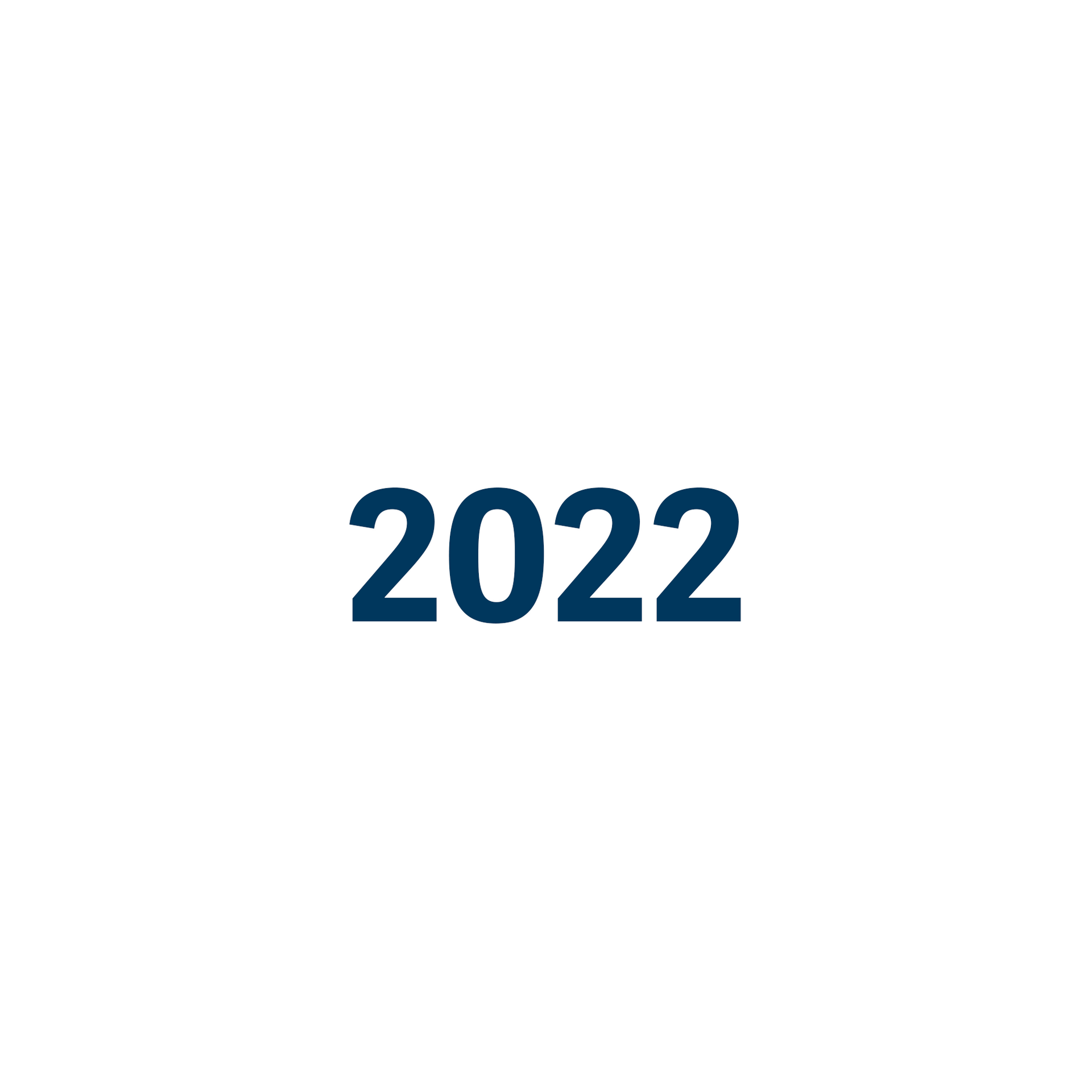 Das Jahr 2022 ist in blauer Farbe auf weißem Hintergrund geschrieben.