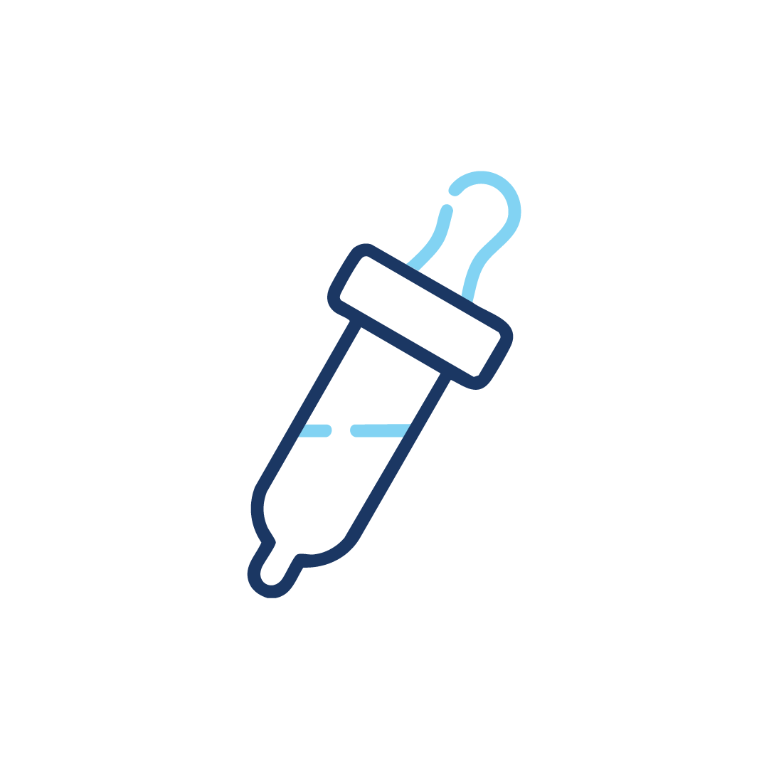 Ein Symbol einer Pipette mit Tropfer auf weißem Hintergrund.