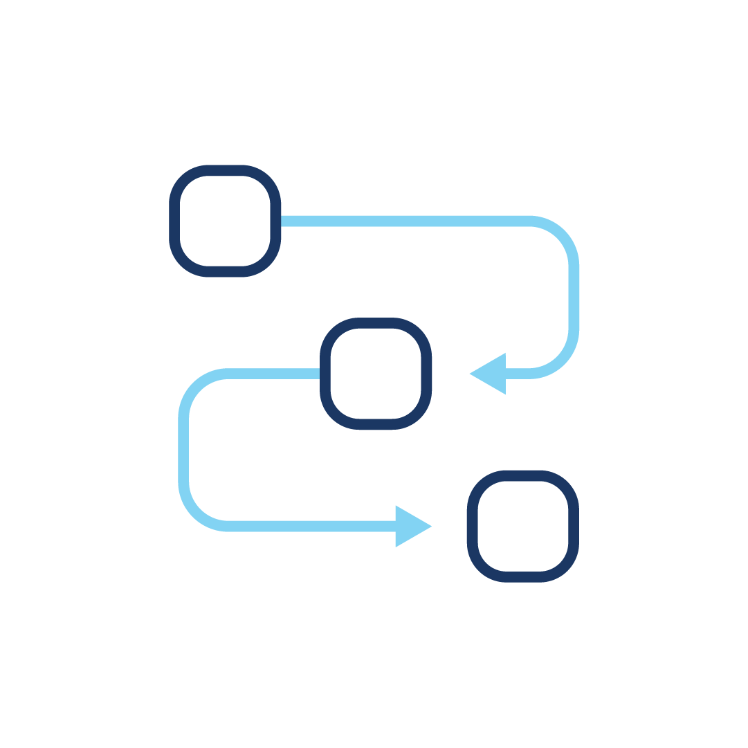 Ein Symbol eines Flussdiagramms mit Pfeilen, die in entgegengesetzte Richtungen zeigen.
