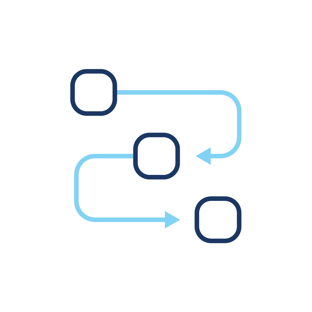 Ein Symbol eines Flussdiagramms mit Pfeilen, die in entgegengesetzte Richtungen zeigen.