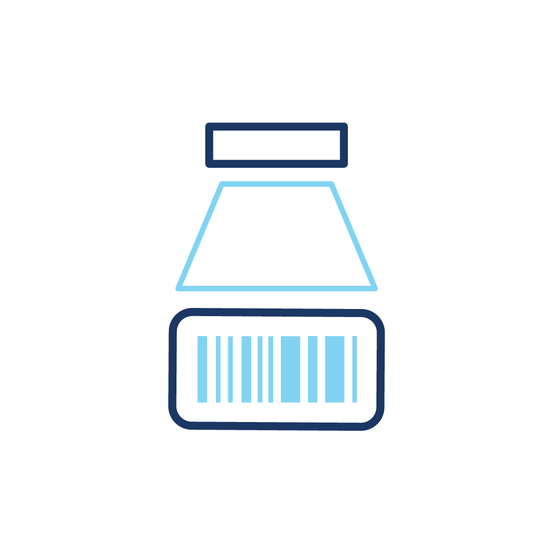 Ein Symbol einer Flasche mit einem Strichcode darauf.