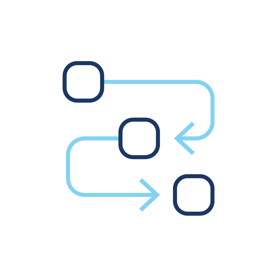Ein Symbol eines Flussdiagramms mit Pfeilen, die in entgegengesetzte Richtungen zeigen.