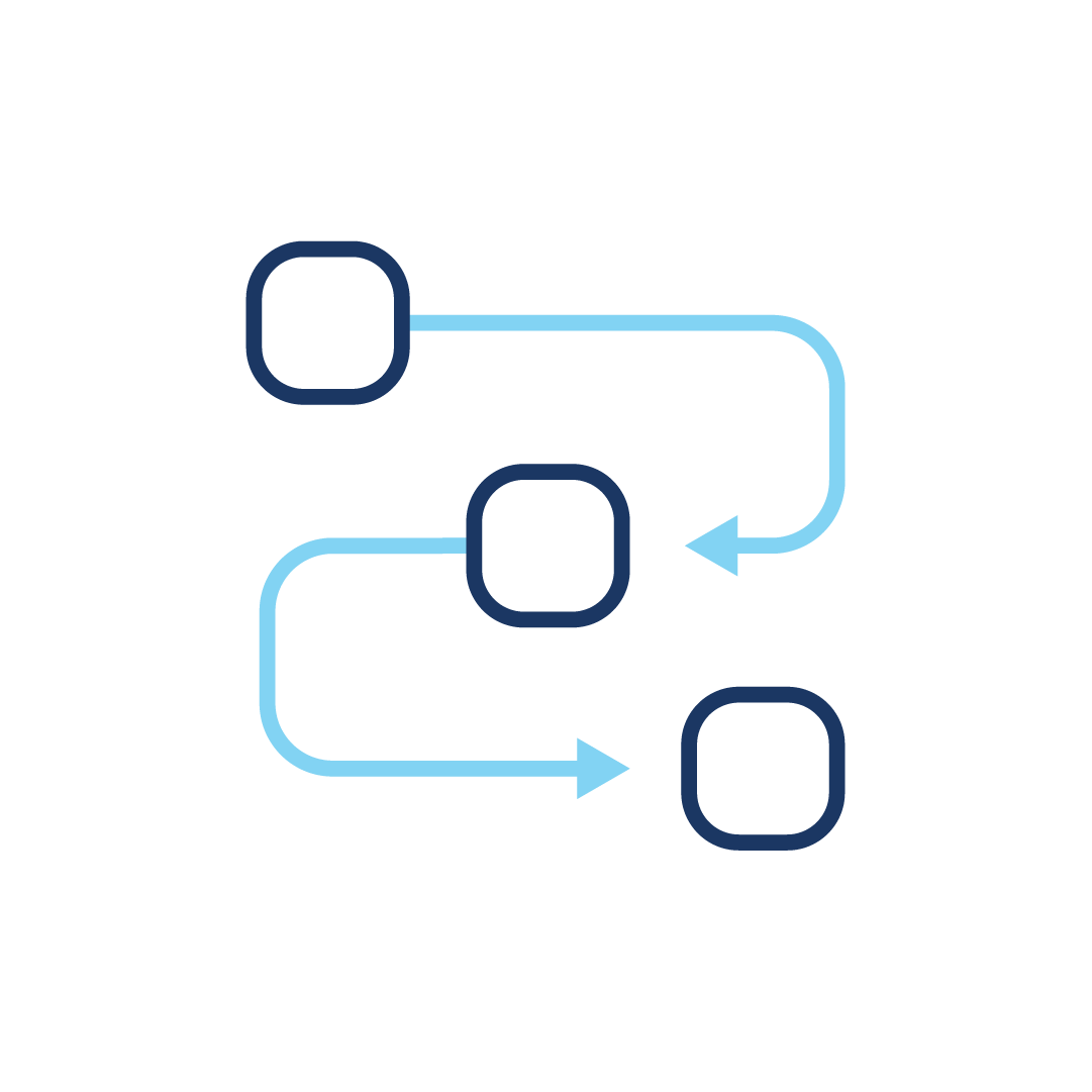 Ein Symbol eines Flussdiagramms mit Pfeilen, die in entgegengesetzte Richtungen zeigen.
