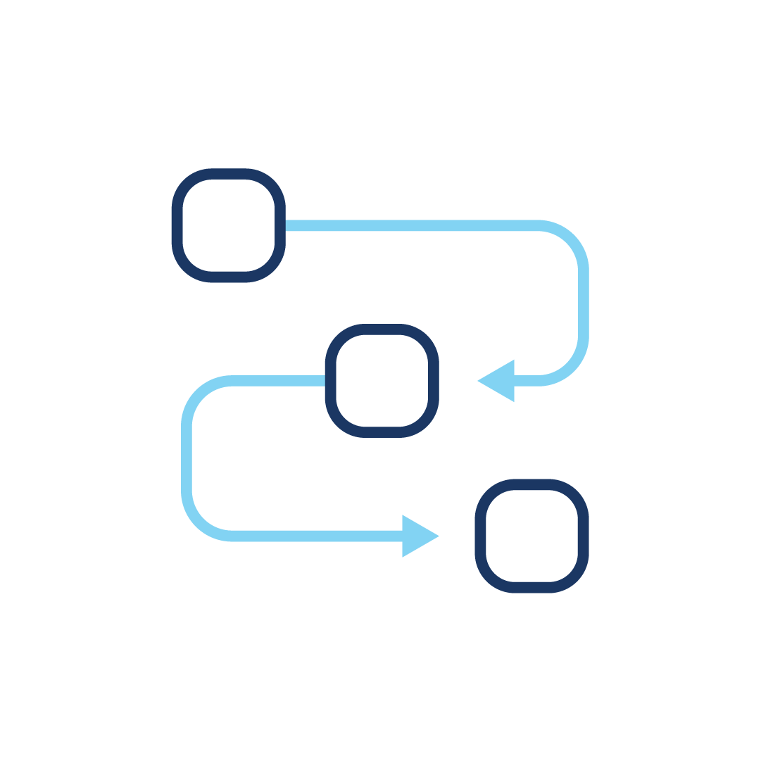 Ein Symbol eines Flussdiagramms mit Pfeilen, die in entgegengesetzte Richtungen zeigen.