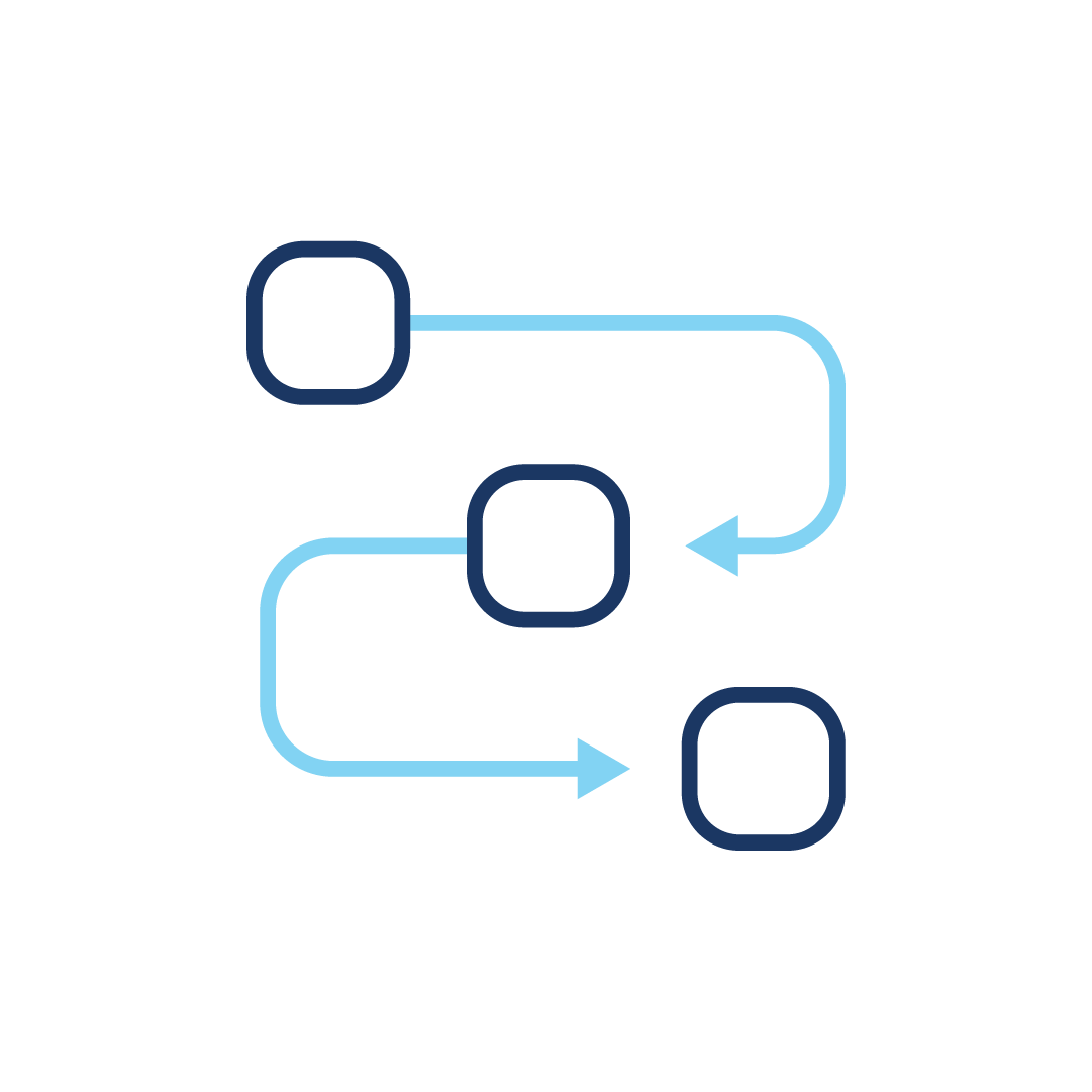 Ein Symbol eines Flussdiagramms mit Pfeilen, die in entgegengesetzte Richtungen zeigen.