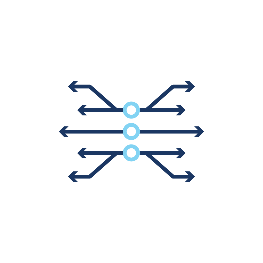 Ein Liniendiagramm mit einem nach oben zeigenden Pfeil.