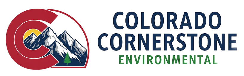 Colorado Cornerstone Environmental logo with red C, mountain, and blue text