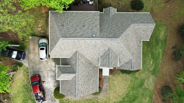 Aerial view of roof after construction - Woodstock, GA | MTak Roofing Systems